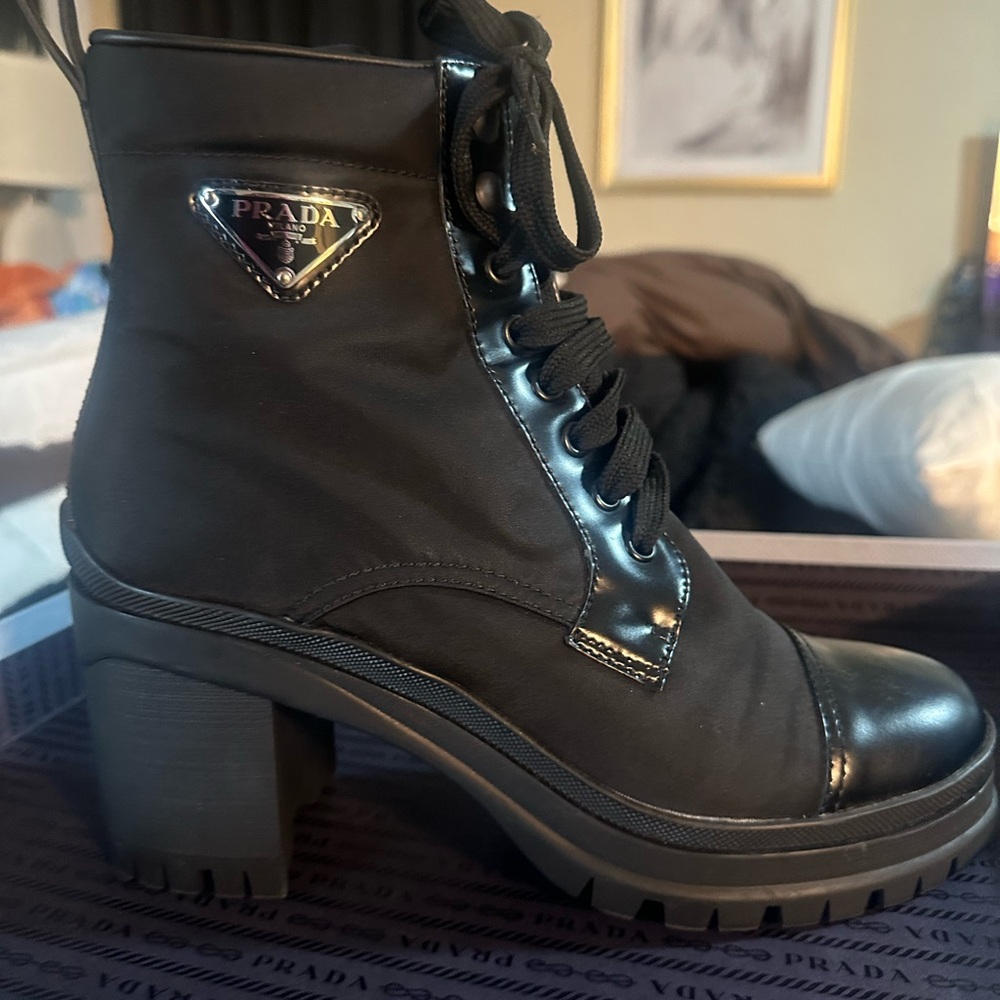 Prada Black Lace-Up Women's Boots